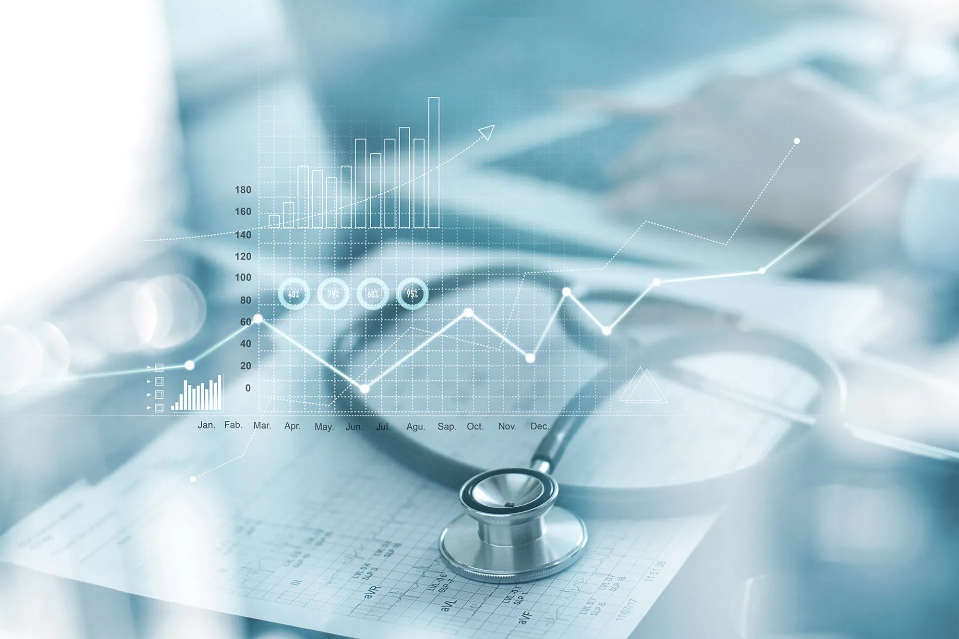 Healthcare business graph and Medical examination and businessma