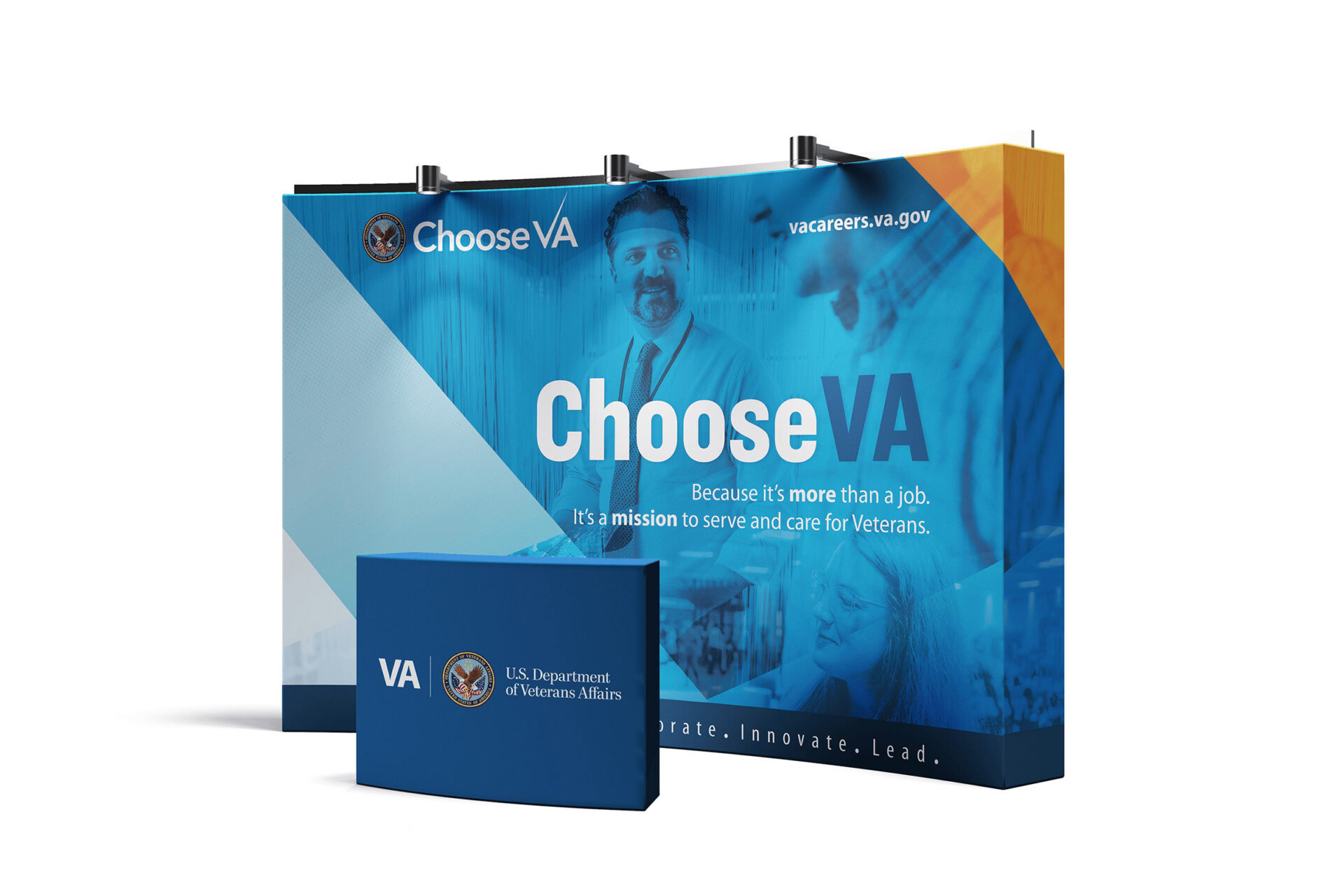 Choose VA booth promoting veteran employment and care services.