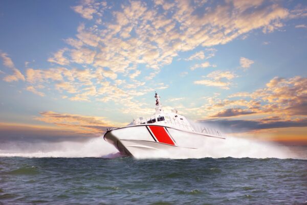 coast guard boat during storm at sea coast guard boat during storm at sea