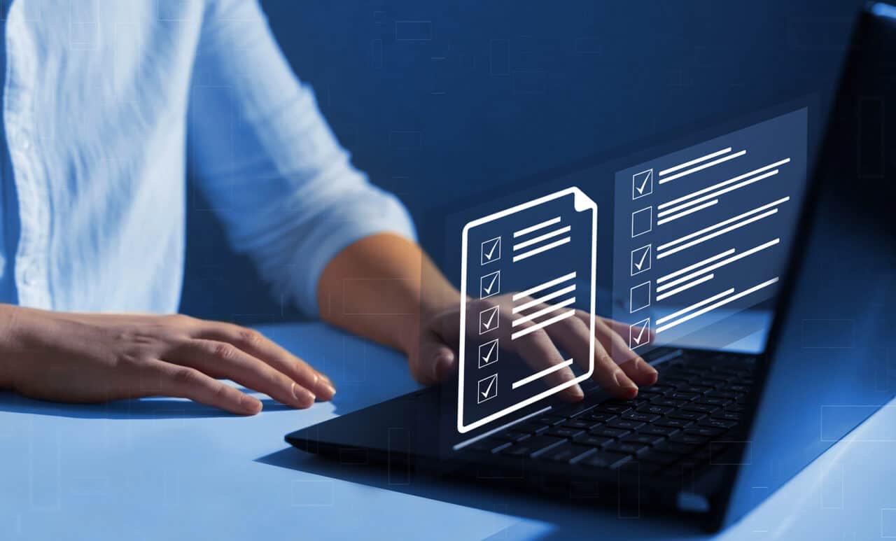 Business productivity checklist and filling survey form online.F